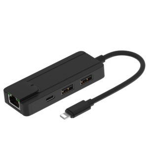 Lightning轉RJ45+USB2.0 2口HUB+PD充電網口適用於蘋果手機平板 DMA0000026 Lighting轉RJ45 USB2.0 2口HUB PD充電百兆網口適用於蘋果手機 300x300