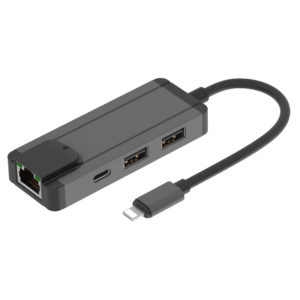 Lightning轉RJ45+USB2.0 2口HUB+PD充電網口適用於蘋果手機平板 DMA0000026 Lighting轉RJ45 USB2.0 2口HUB PD充電百兆網口適用於蘋果手機 4 1 300x300