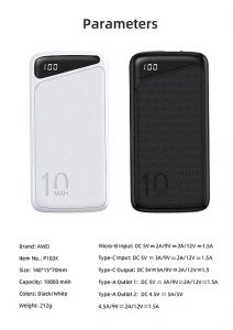 DPB0000014 Awei P103K 10000mAh LED燈電量顯示PD QC3.0 快速充電寶2A快速充電輸入同時為兩部裝置同時充電 8 複製 212x300