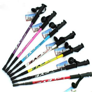 SCH0000001 意大利遠足行山防滑四節避震直柄T柄超輕鋁合金登山杖緩減沖擊 拐杖顏色隨機 136 300x300