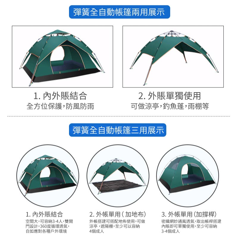 彈簧傘式容易開閂戶外旅遊帳篷