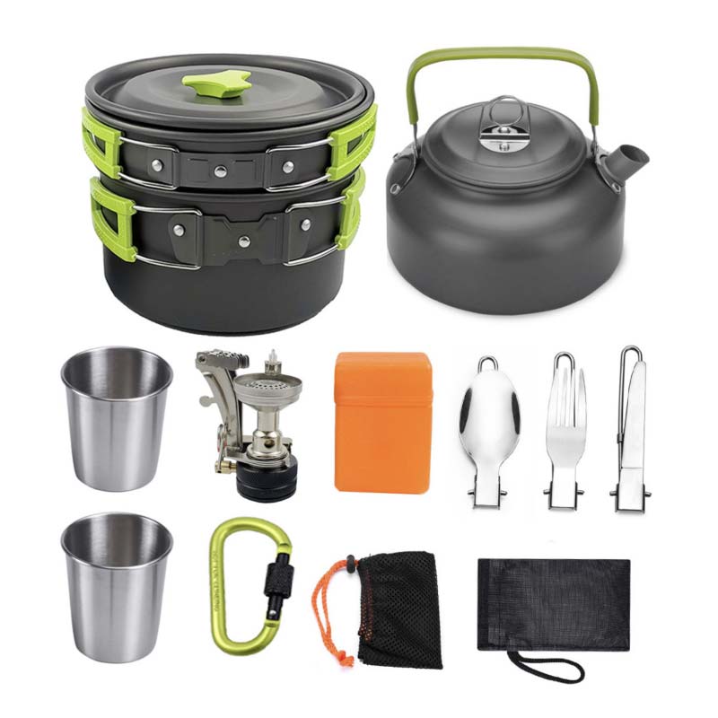 戶外露營爐頭鍋加茶壺杯套裝