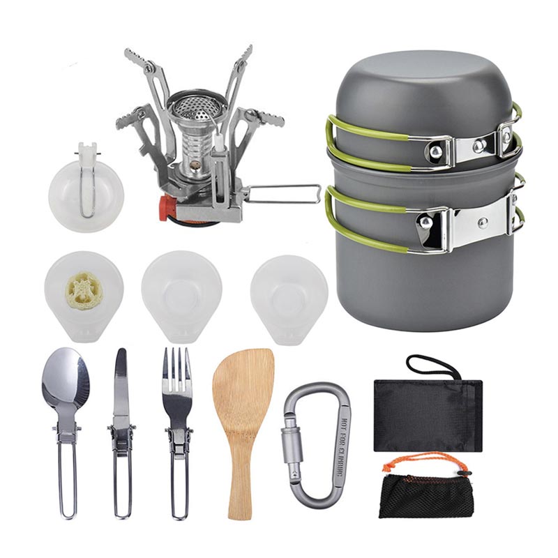 戶外露營氣體煮食爐頭加餐具套裝