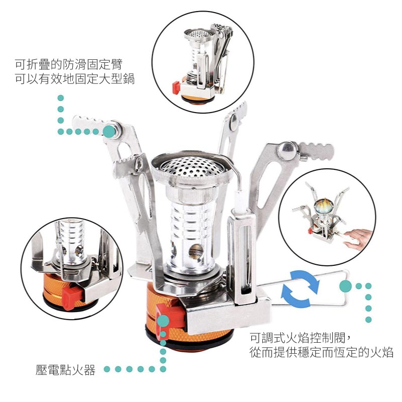 戶外露營氣體煮食爐頭加餐具套裝
