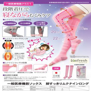 HSH0000059 血液循環、去除水腫、疏通淋巴腿部醫學加壓套 粉紅色兩件裝 日本製造NEEDS LABO 3 300x300