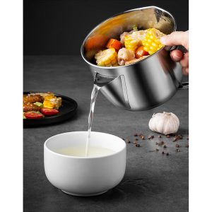 BHB0000038 304不銹鋼隔油壺分離濾油連蓋 廚房家用 隔油器油水分離器 12 300x300