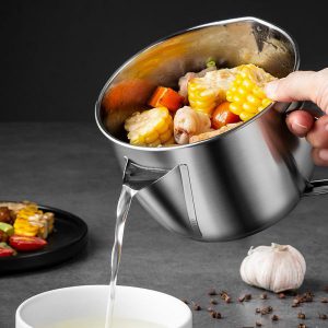 BHB0000038 304不銹鋼隔油壺分離濾油連蓋 廚房家用 隔油器油水分離器 20 300x300