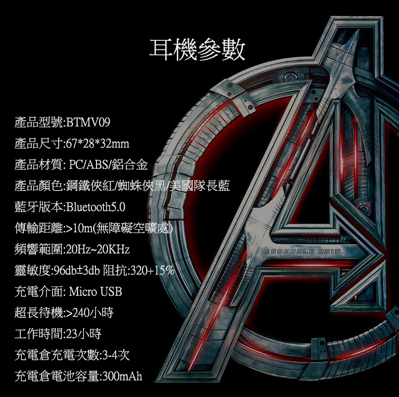 Marvel TWS無線藍芽運動型耳機 17