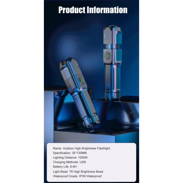 MEGAWHEELS LED 露營可充電1200流明手電筒 3 600