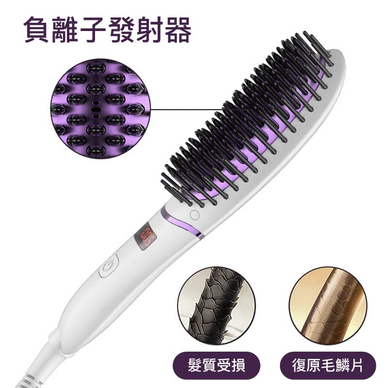 迷你負離子LED顯示屏電動直髮梳