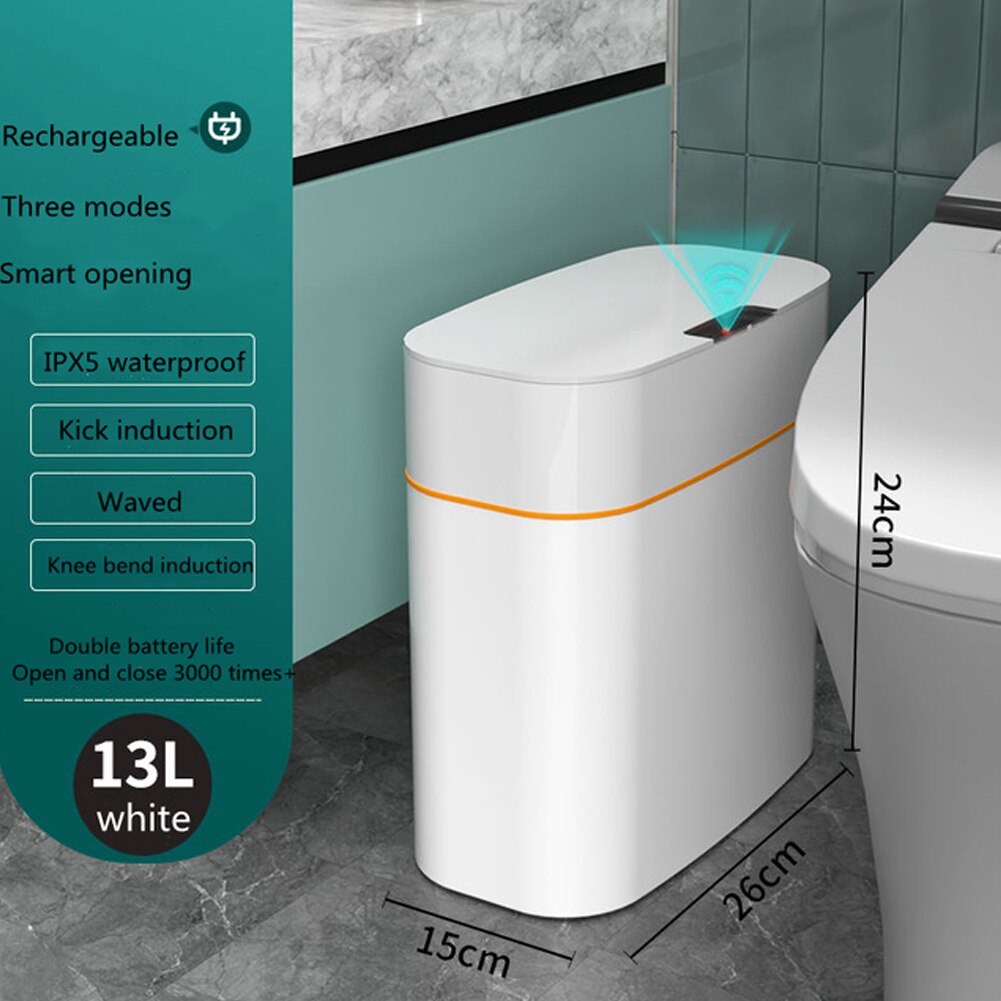 1316L 智能感應垃圾桶廚房浴室廁所垃圾桶最佳自動感應防水可充電帶蓋垃圾桶 11