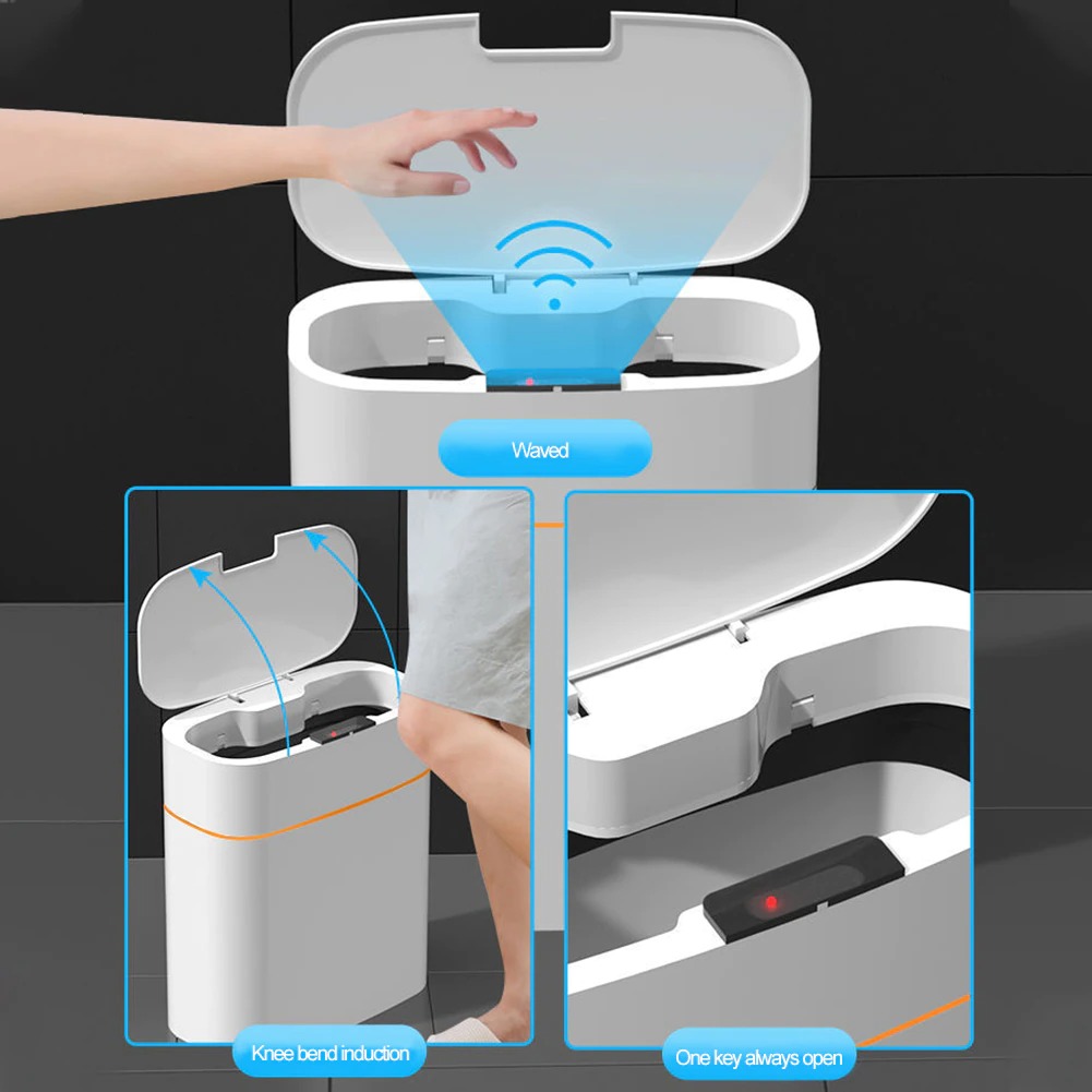 1316L 智能感應垃圾桶廚房浴室廁所垃圾桶最佳自動感應防水可充電帶蓋垃圾桶 14