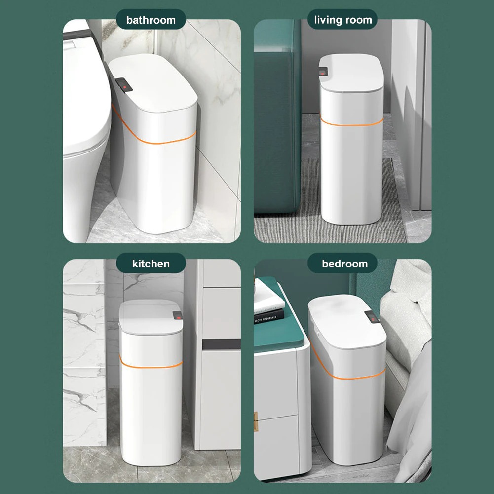 1316L 智能感應垃圾桶廚房浴室廁所垃圾桶最佳自動感應防水可充電帶蓋垃圾桶 2