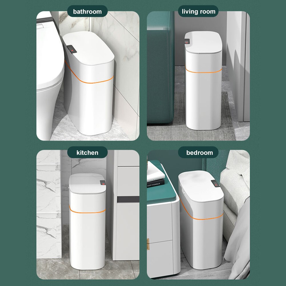 1316L 智能感應垃圾桶廚房浴室廁所垃圾桶最佳自動感應防水可充電帶蓋垃圾桶 8
