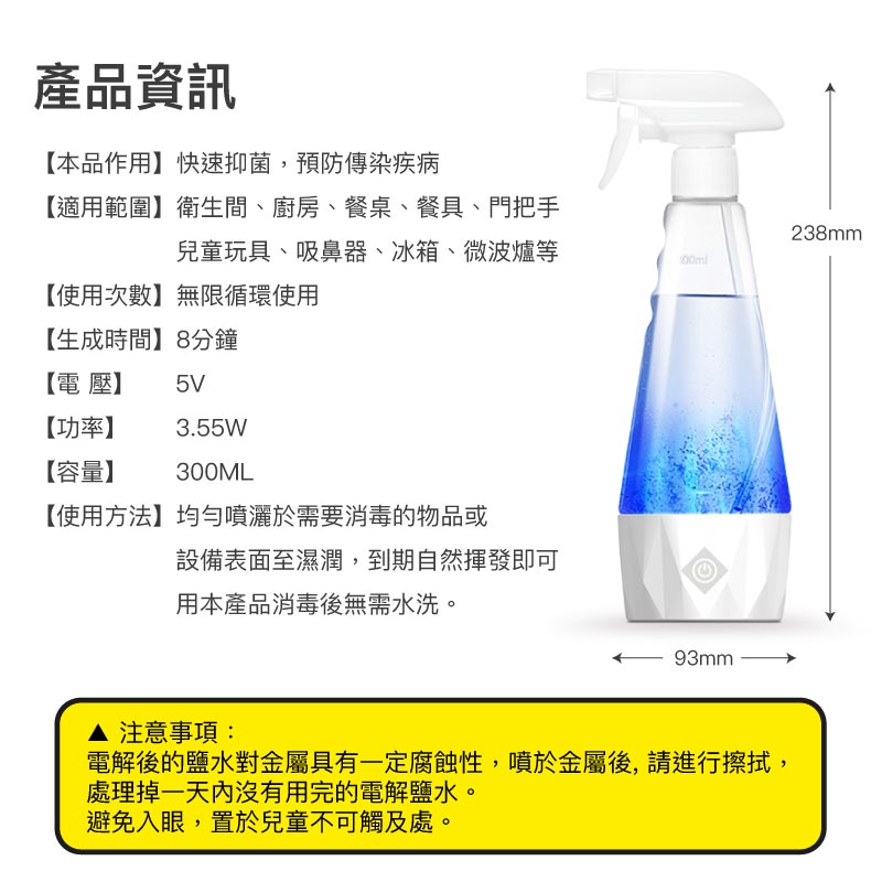 DIY自製電解消毒水噴霧瓶