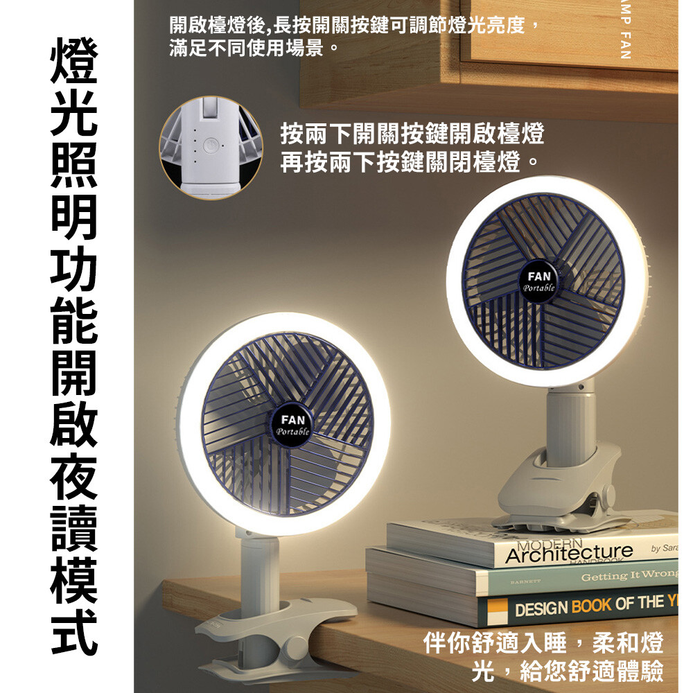 夜燈風扇掛牆夾都得USB充電 16