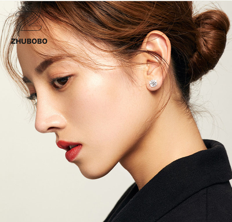 Zhubobo S925純銀雪花1卡莫桑鑽耳釘 Undefined 11