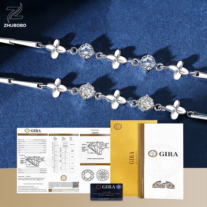 Zhubobo S925純銀四葉草D色莫桑鑽手鍊 主图 02 1