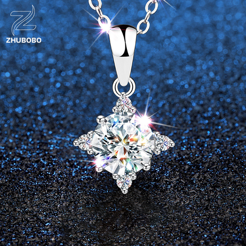 Zhubobo S925純銀八芒星1卡莫桑鑽頸鍊 主图 02 23