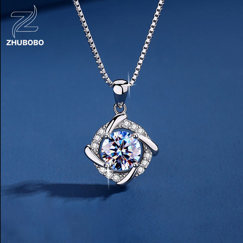 Zhubobo S925純銀風車1卡莫桑鑽頸鍊 主图 02 56