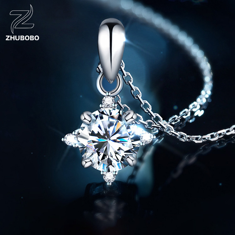 Zhubobo S925純銀八芒星1卡莫桑鑽頸鍊 主图 03 20