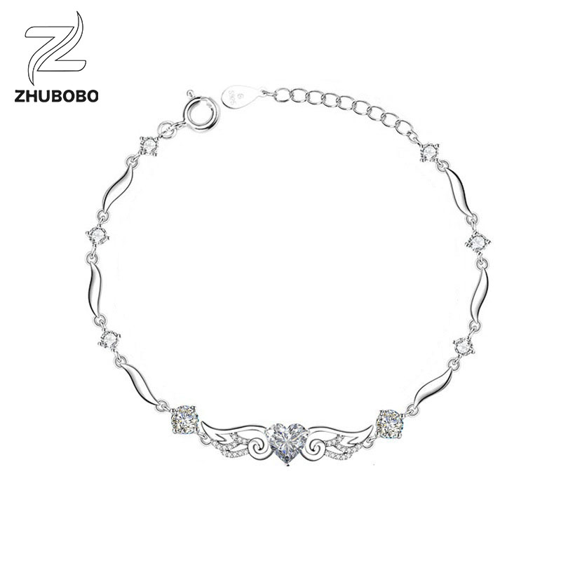 Zhubobo S925純銀天使之翼心形莫桑鑽手鍊 主图 05 31