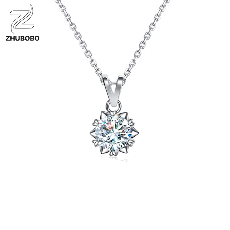 Zhubobo S925純銀雪花星芒1卡莫桑鑽頸鍊 主图 05 42