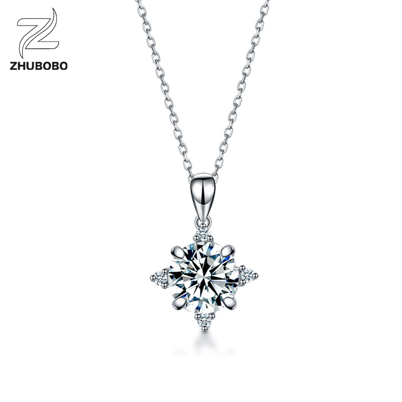 Zhubobo S925純銀八芒星1卡莫桑鑽頸鍊 主图 06 7