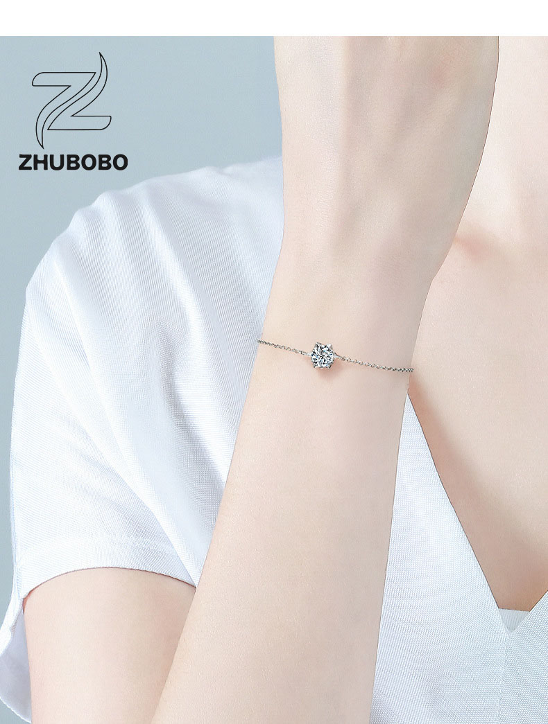 Zhubobo S925純銀六抓1卡莫桑鑽手鍊 详情 12 15