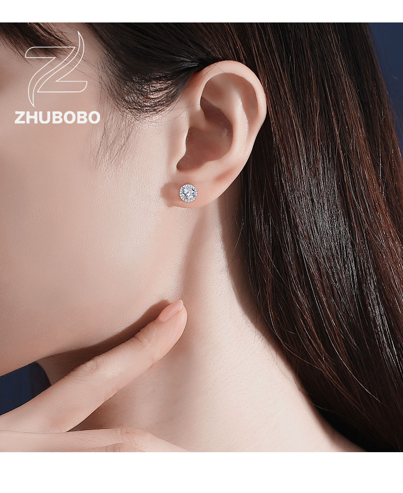 Zhubobo S925純銀滿鑽圓包50分莫桑鑽耳釘 详情 13 10