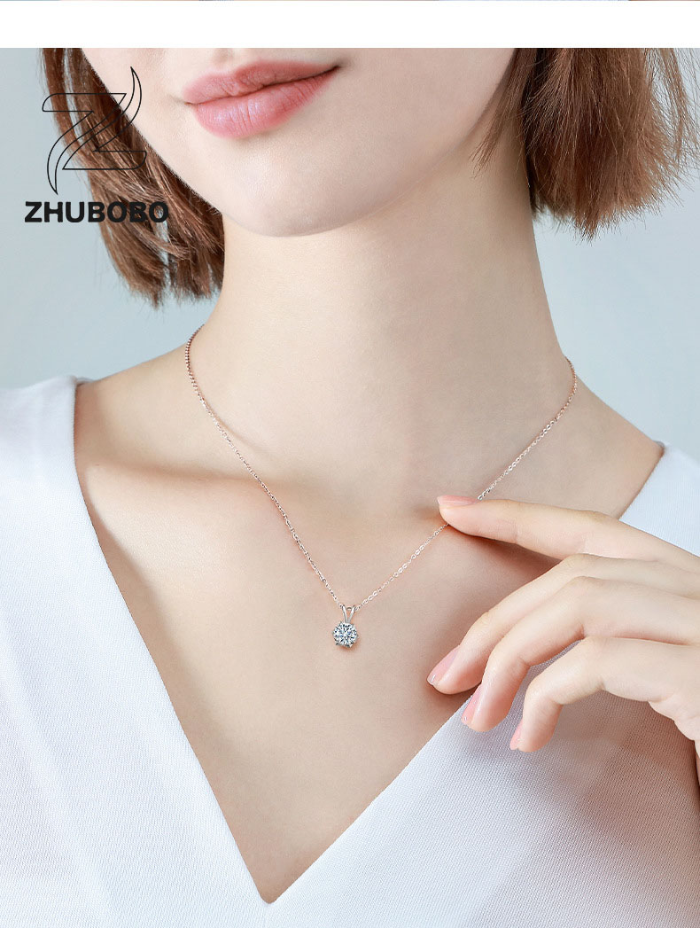 Zhubobo S925純銀雪花1卡莫桑鑽頸鍊 详情 14 5