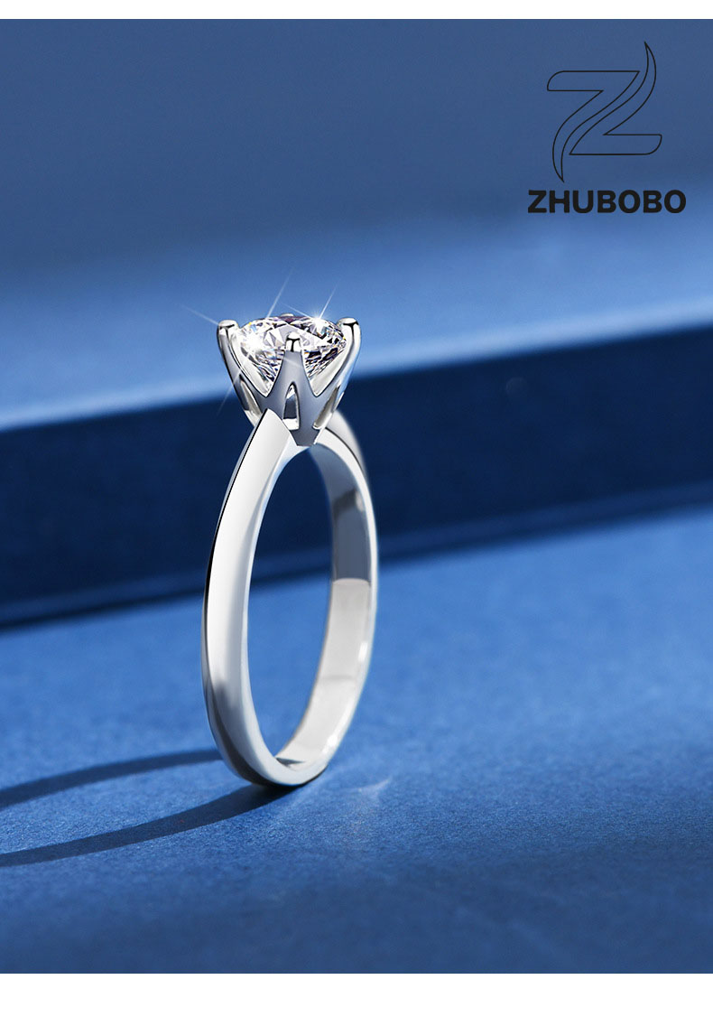 Zhubobo S925純銀六抓1卡莫桑鑽戒指 详情 14 6
