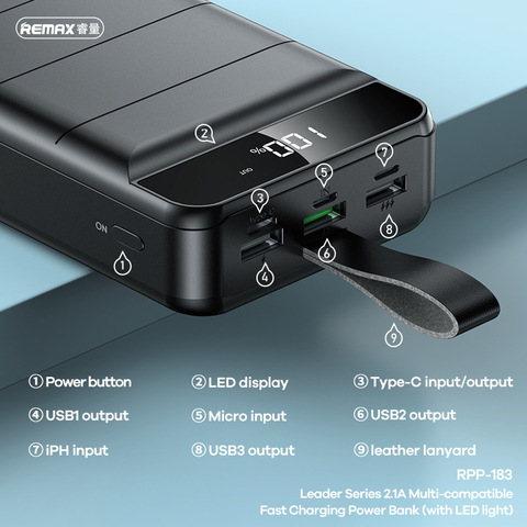 Remax Power Bank Multi 30000mah 22.5W Black MOQ 10 RPP 183