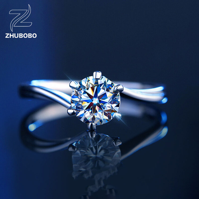 Zhubobo S925純銀愛意交融1卡莫桑鑽戒指 主图 02 6