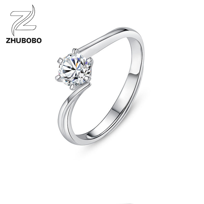 Zhubobo S925純銀愛意交融1卡莫桑鑽戒指 主图 06 2