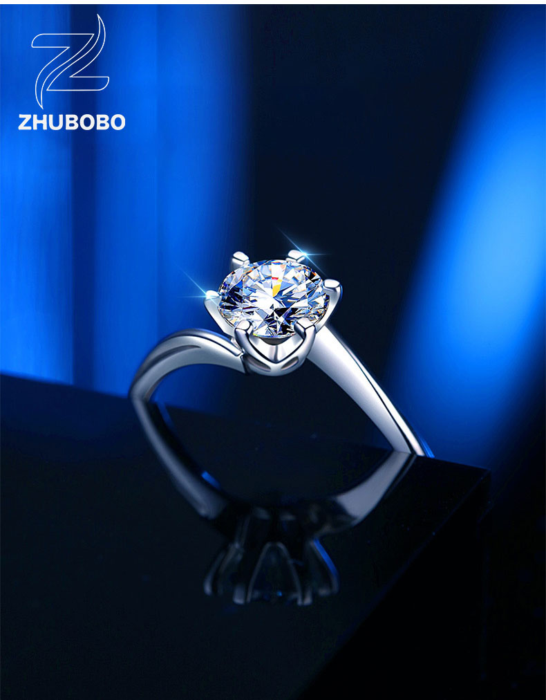 Zhubobo S925純銀愛意交融1卡莫桑鑽戒指 详情 08 1
