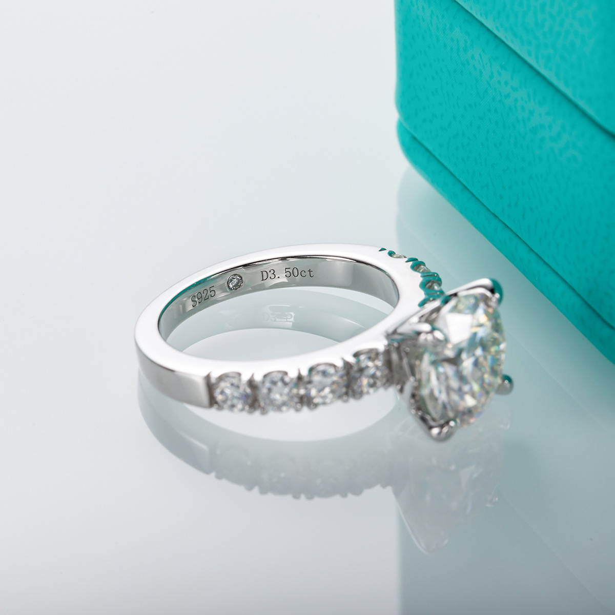 Zhubobo 3.5卡莫桑鑽訂婚戒指共 4.3卡14K 鍍白金純銀女款戒指 详情 04 9