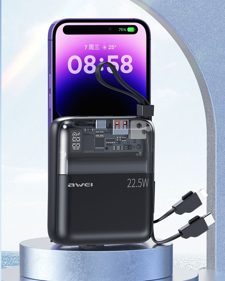 311591260_3304197319835110_6699805810207432173_n-1 AWEI P149K 22.5W 10000mAH配備充電線移動電源 - Image 3