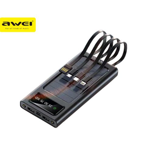 移動電源 10000mAh太陽能自帶IPHONE TYPE-C線移動電源