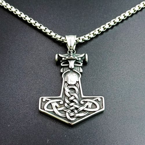 潮流鈦鋼男仕飾物 北歐維京不銹鋼雷神錘 雷神錘吊墜頸鍊