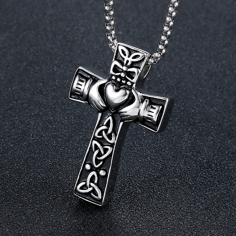 潮流鈦鋼男仕飾物 愛爾蘭塞爾特人三位一體結克拉達十字吊墜頸錬 主图 02 153