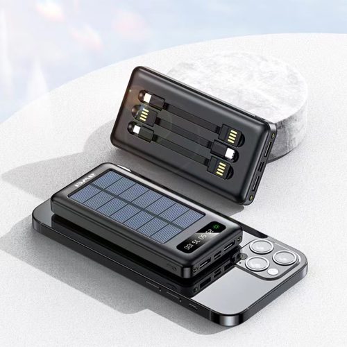 Awei P129K 10000mAh 太陽能快充移動電源 可拆充電線