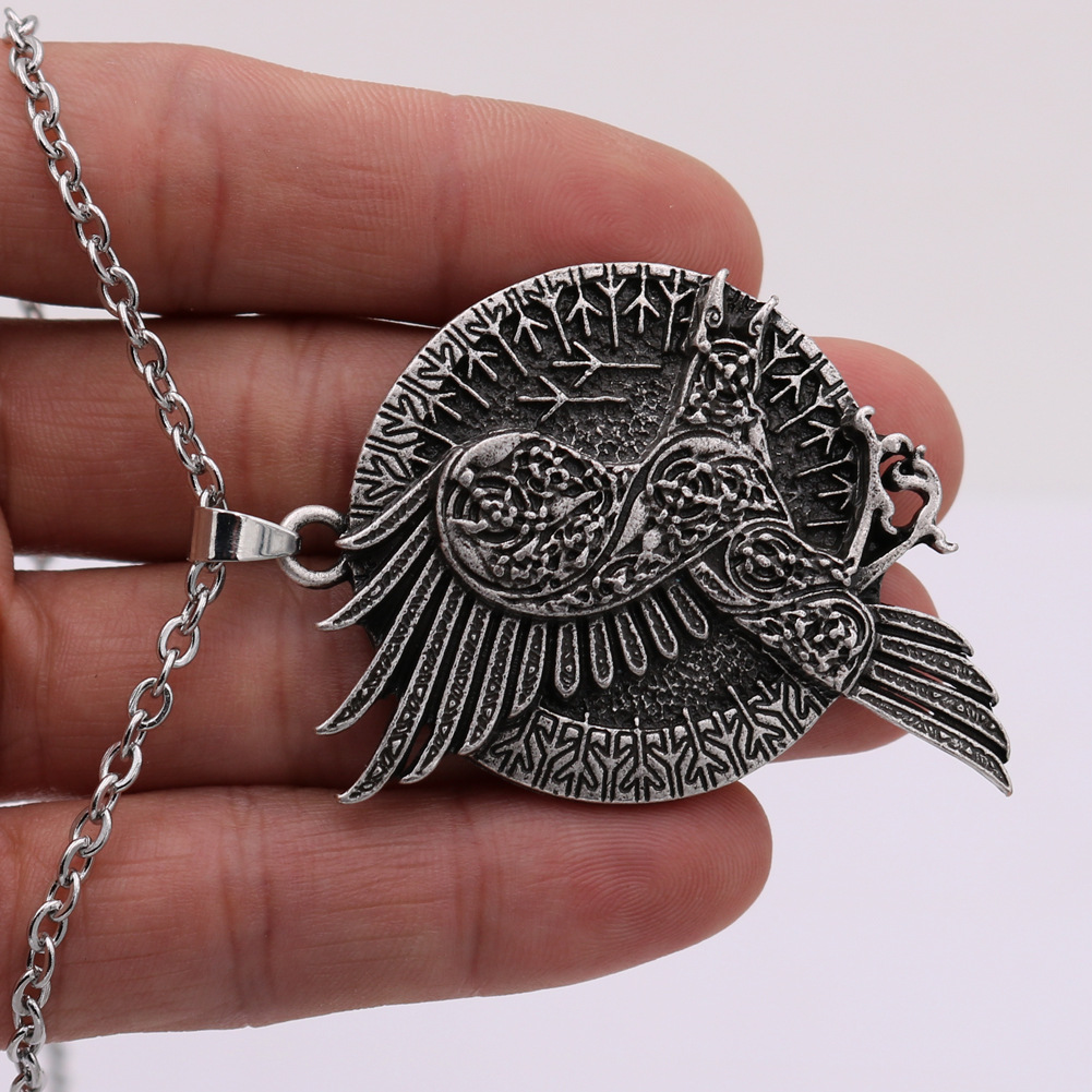 潮流鈦鋼男仕飾物 北歐維京護身符烏鴉吊墜頸錬 主图 05 130