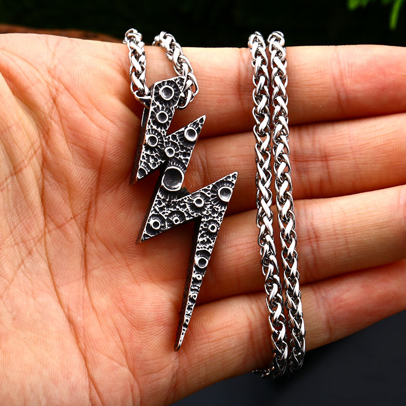 潮流鈦鋼男仕飾物 閃電吊墜頸錬 主图 05 164