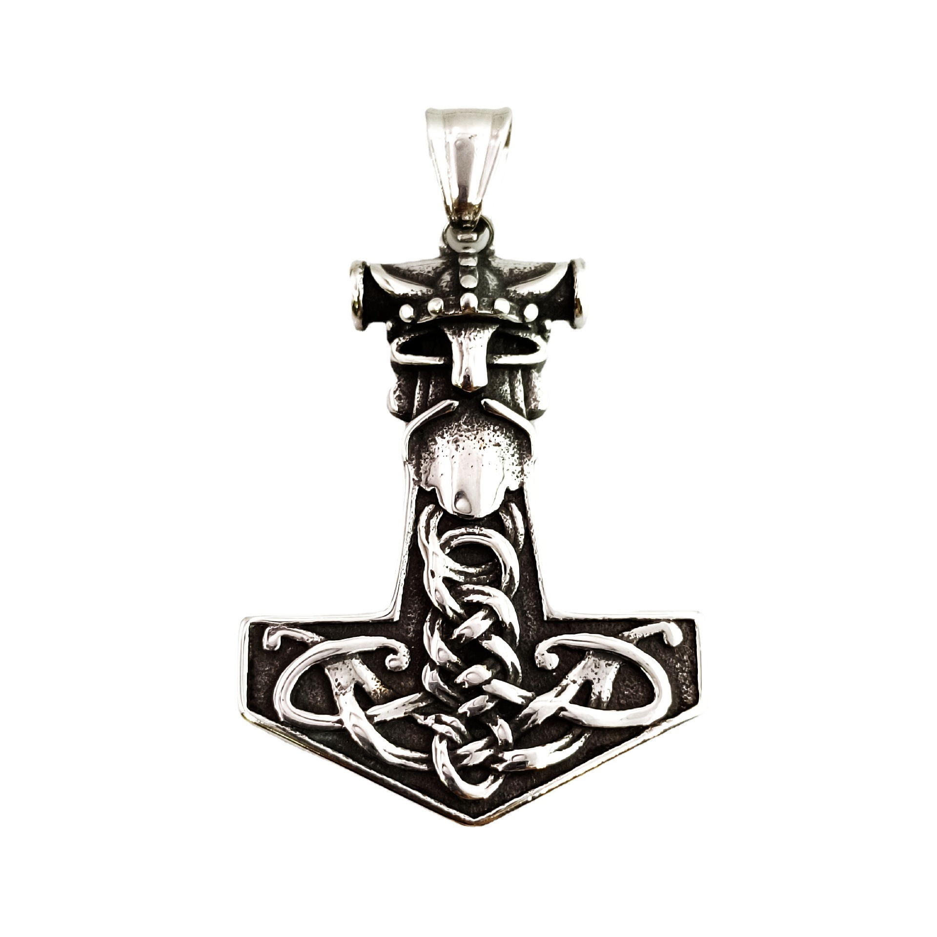 潮流鈦鋼男仕飾物 北歐維京不銹鋼雷神錘 雷神錘吊墜頸鍊 主图 05 23