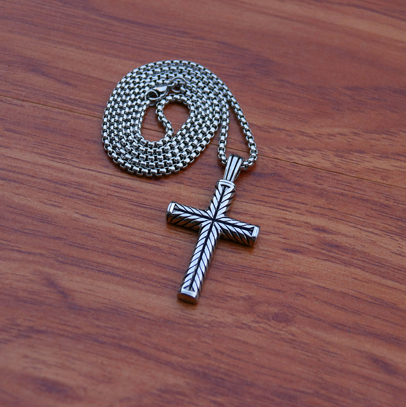 潮流鈦鋼男仕飾物 復古十字架吊墜頸錬 主图 05 25