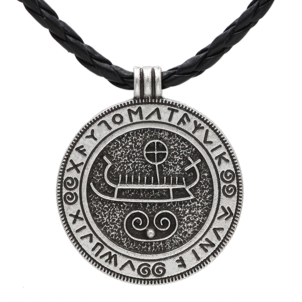 潮流鈦鋼男仕飾物 雙面維京船符文吊墜頸錬 主图 05 61