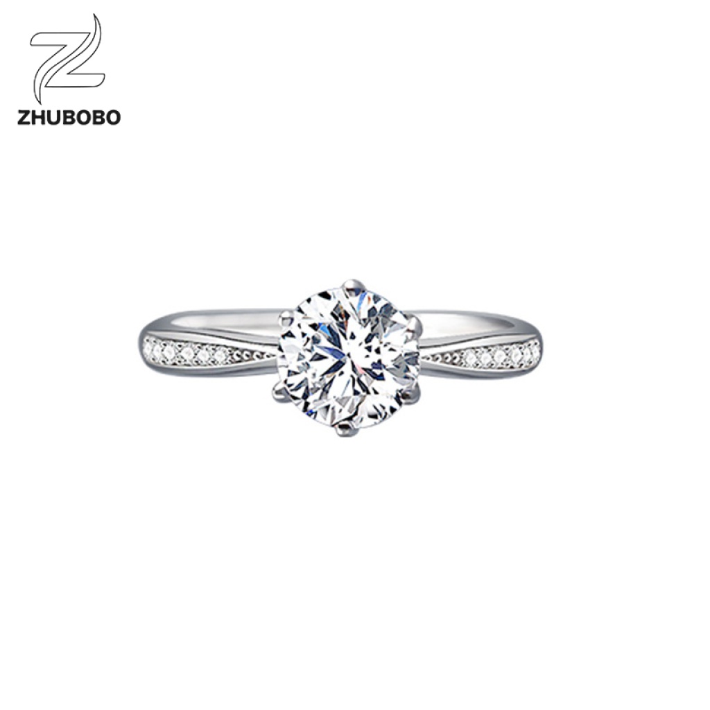 Zhubobo S925純銀摯愛1卡莫桑鑽戒指