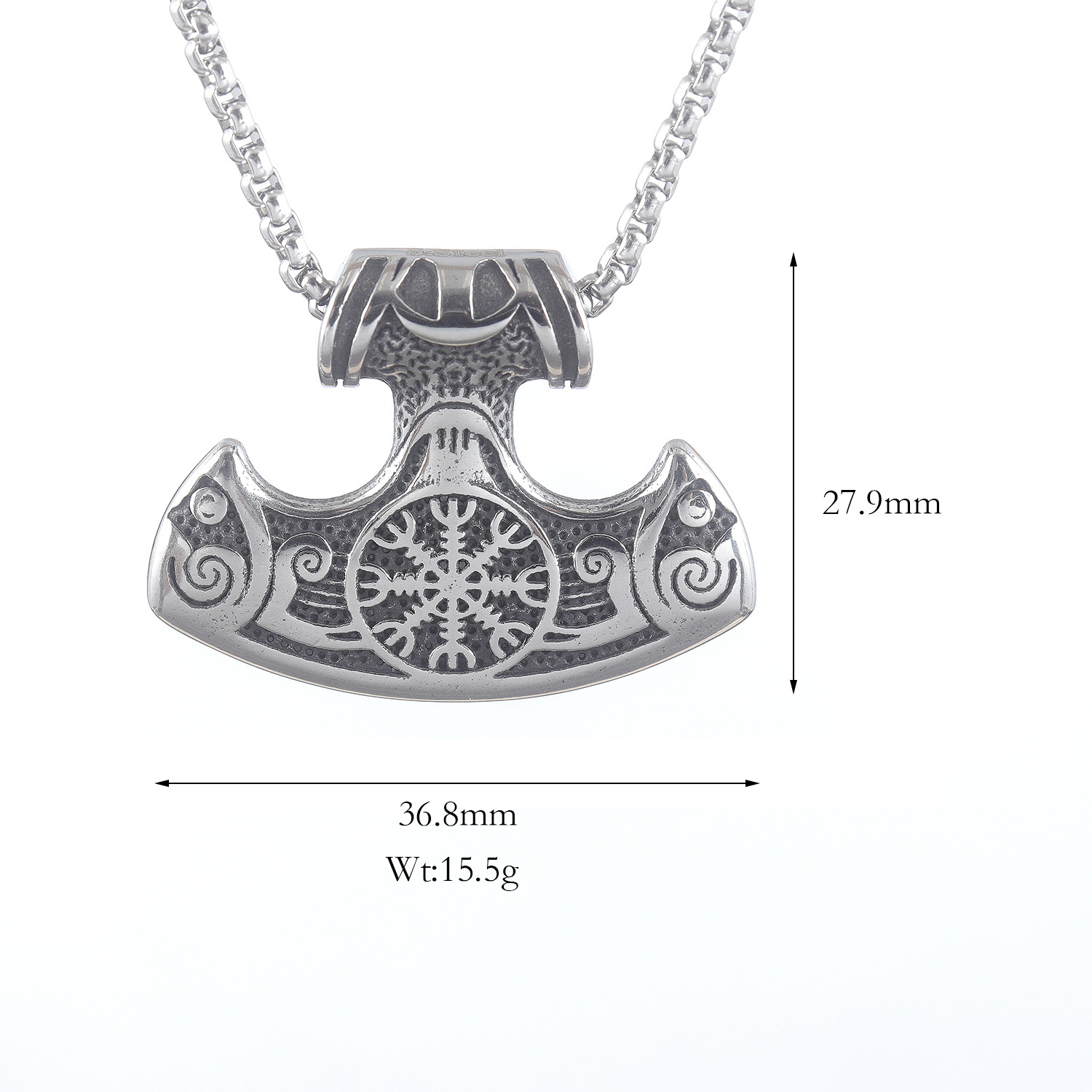 潮流鈦鋼男仕飾物 北歐維京指南針船素食者吊墜頸錬 主图 06 81