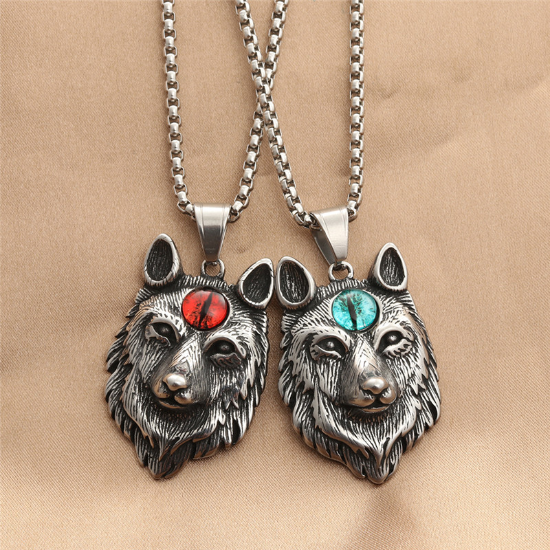 潮流鈦鋼男仕飾物 邪惡之眼狼頭吊墜頸錬 详情 01 44